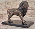 Load image into Gallery viewer, J. Moigniez Bronze Guardian Lion Statue Sculpture Figure on Marble Base 11" x 14"