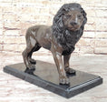 Load image into Gallery viewer, J. Moigniez Bronze Guardian Lion Statue Sculpture Figure on Marble Base 11" x 14"