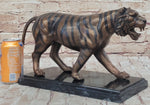 Hot Cast Bronze Tiger Statue Sculpture Figure on Marble Base by Moigniez