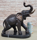 Handmade Bronze Elephant Sculpture Statue Collectible Marble Base Signed Moigniez 13