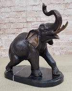 Handmade Bronze Elephant Sculpture Statue Collectible Marble Base Signed Moigniez 13