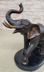 Handmade Bronze Elephant Sculpture Statue Collectible Marble Base Signed Moigniez 13