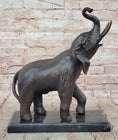 Load image into Gallery viewer, Trumpeting Happy Elephant Bronze Statue Sculpture Marble Base 16" x 10"