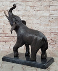 Load image into Gallery viewer, Trumpeting Happy Elephant Bronze Statue Sculpture Marble Base 16" x 10"