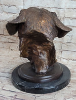 Labrador Retriever Dog Pet Bronze Bust Sculpture Statue Figure on Marble Base