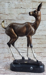 Deer Doe Bronze Sculpture Statue Limited Edition Numbered Signed Art Decor