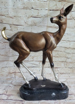 Deer Doe Bronze Sculpture Statue Limited Edition Numbered Signed Art Decor