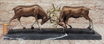 Limited Edition Signed and Numbered Two Stags Deer Fighting Bronze Sculpture