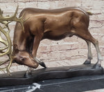 Limited Edition Signed and Numbered Two Stags Deer Fighting Bronze Sculpture