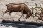 Limited Edition Signed and Numbered Two Stags Deer Fighting Bronze Sculpture