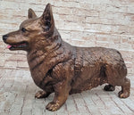 Bronze Metal Corgi Dog Sculpture Statue Figurine Collectible Decor Signed Art