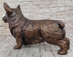 Bronze Metal Corgi Dog Sculpture Statue Figurine Collectible Decor Signed Art