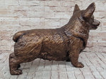 Bronze Metal Corgi Dog Sculpture Statue Figurine Collectible Decor Signed Art