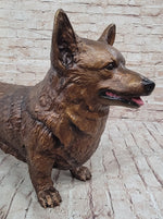 Bronze Metal Corgi Dog Sculpture Statue Figurine Collectible Decor Signed Art