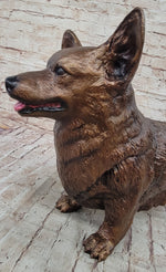 Bronze Metal Corgi Dog Sculpture Statue Figurine Collectible Decor Signed Art