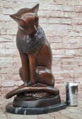 Load image into Gallery viewer, Bastet Cat Feline Egyptian Goddess Bronze Metal Statue Sculpture 19" x 13"