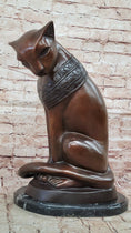 Load image into Gallery viewer, Bastet Cat Feline Egyptian Goddess Bronze Metal Statue Sculpture 19" x 13"