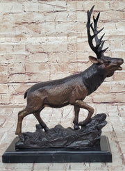 Bronze Marble Statue Elk Deer Caribou Buck Stag Lodge Sculpture Figure