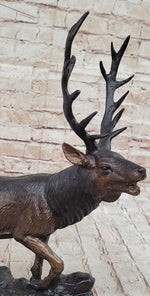 Bronze Marble Statue Elk Deer Caribou Buck Stag Lodge Sculpture Figure