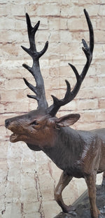 Bronze Marble Statue Elk Deer Caribou Buck Stag Lodge Sculpture Figure
