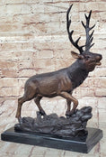 Load image into Gallery viewer, Bronze Marble Statue Elk Deer Caribou Buck Stag Lodge Sculpture Figure