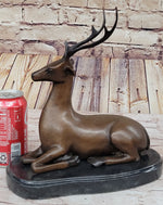 Reindeer Caribou Deer Elk Bronze Statue Sculpture Figurine Signed Original 9.5