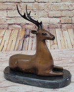 Reindeer Caribou Deer Elk Bronze Statue Sculpture Figurine Signed Original 9.5
