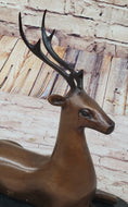 Load image into Gallery viewer, Reindeer Caribou Deer Elk Bronze Statue Sculpture Figurine Signed Original 9.5" x 8.5"