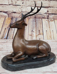 Load image into Gallery viewer, Reindeer Caribou Deer Elk Bronze Statue Sculpture Figurine Signed Original 9.5" x 8.5"