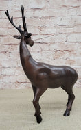 Load image into Gallery viewer, Reindeer Stag Deer Elk Caribou Bronze Metal Figurine Statue Sculpture 13.5" x 12"