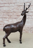 Load image into Gallery viewer, Reindeer Stag Deer Elk Caribou Bronze Metal Figurine Statue Sculpture 13.5" x 12"