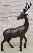 Load image into Gallery viewer, Reindeer Stag Deer Elk Caribou Bronze Metal Figurine Statue Sculpture 13.5" x 12"