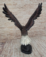 American Bald Eagle Outstretched Wings Bronze Statue Sculpture Figure Marble Base 33