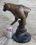 Limited Edition Marius Cougar Female Lion Bronze Sculpture Marble Statue Figurine