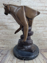 Limited Edition Marius Cougar Female Lion Bronze Sculpture Marble Statue Figurine