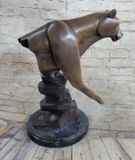 Limited Edition Marius Cougar Female Lion Bronze Sculpture Marble Statue Figurine
