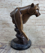 Limited Edition Marius Cougar Female Lion Bronze Sculpture Marble Statue Figurine
