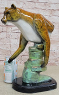 Load image into Gallery viewer, Bronze Metal Cougar Mountain Lion w/ Glazed Patina Finish Statue Sculpture Limited Edition 14" x 10"