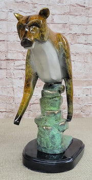 Bronze Metal Cougar Mountain Lion w/ Glazed Patina Finish Statue Sculpture Limited Edition 14