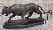 Modern Art Saber Tooth Tiger Bronze Metal Statue Sculpture Collectible Predator 9