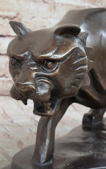 Modern Art Saber Tooth Tiger Bronze Metal Statue Sculpture Collectible Predator 9