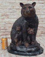 Mother Bear and Cubs - Bronze Metal Sculpture Statue Figure Signed Art Moigniez