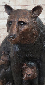 Mother Bear and Cubs - Bronze Metal Sculpture Statue Figure Signed Art Moigniez