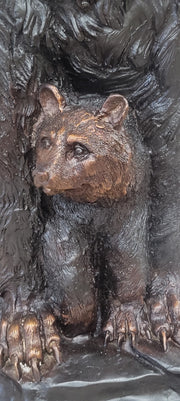 Mother Bear and Cubs - Bronze Metal Sculpture Statue Figure Signed Art Moigniez
