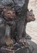 Mother Bear and Cubs - Bronze Metal Sculpture Statue Figure Signed Art Moigniez
