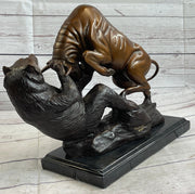 Bull vs Bear Bronze Metal Statue Sculpture Decor Stock Market 10