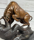 Load image into Gallery viewer, Bull vs Bear Bronze Metal Statue Sculpture Decor Stock Market 10" x 13"