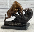 Load image into Gallery viewer, Bull vs Bear Bronze Metal Statue Sculpture Decor Stock Market 10" x 13"