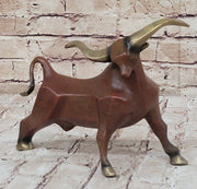 Abstract Bronze Metal Longhorn Cattle Bull Sculpture Statue Figurine Signed & Numbered Art