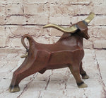 Abstract Bronze Metal Longhorn Cattle Bull Sculpture Statue Figurine Signed & Numbered Art